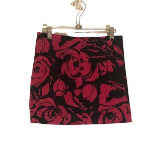 Vintage Floral Pink & Black Mini Skirt